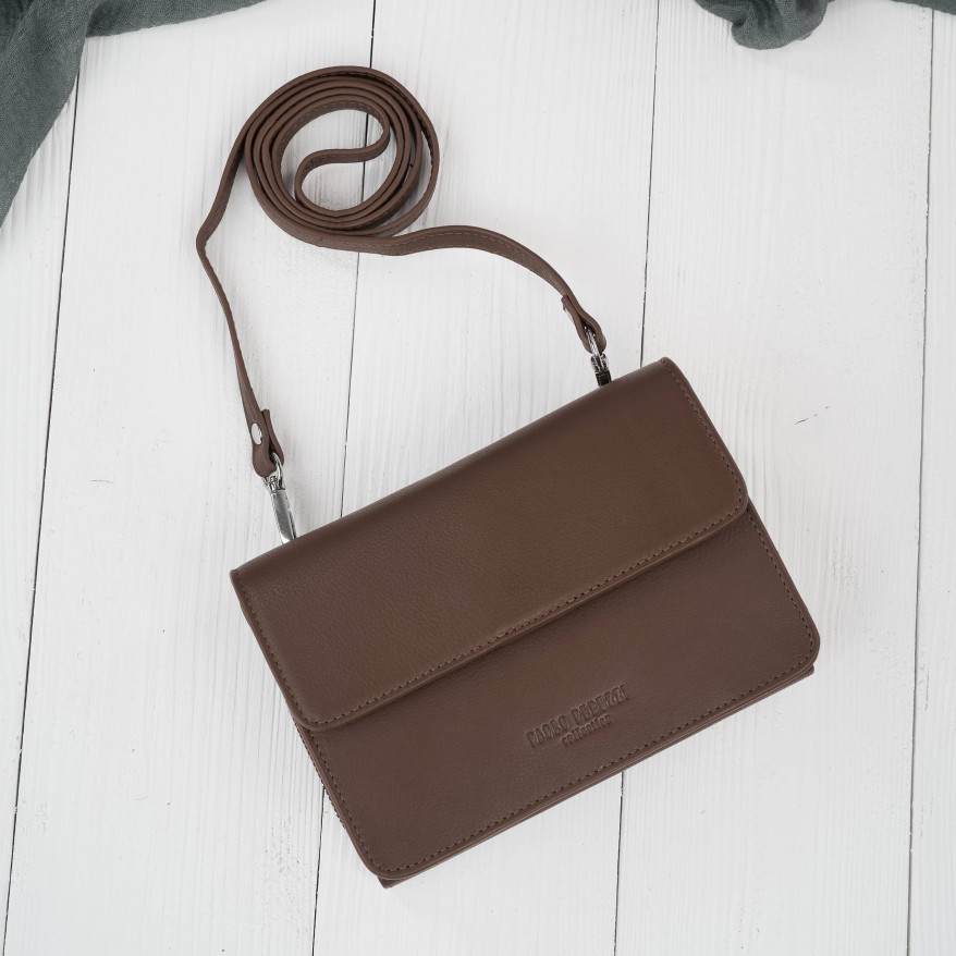 Mała skórzana torebka damska 2w1 brązowa| Elegancka kopertówka i torebka na ramię – AY-21-BR