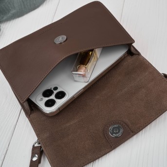 Mała skórzana torebka damska 2w1 brązowa| Elegancka kopertówka i torebka na ramię – AY-21-BR