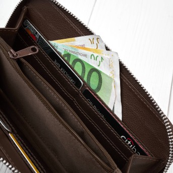 Mała skórzana torebka damska 2w1 brązowa| Elegancka kopertówka i torebka na ramię – AY-21-BR