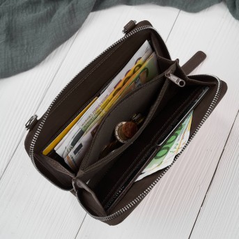 Mała skórzana torebka damska 2w1 brązowa| Elegancka kopertówka i torebka na ramię – AY-21-BR