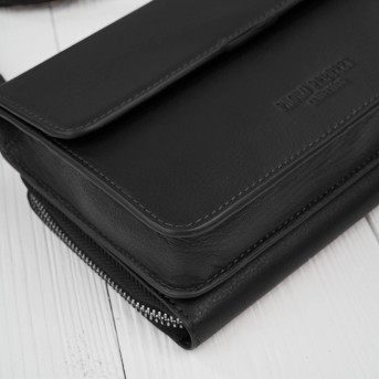 Mała skórzana torebka damska 2w1 czarna | Elegancka kopertówka i torebka na ramię – AY-21-BL