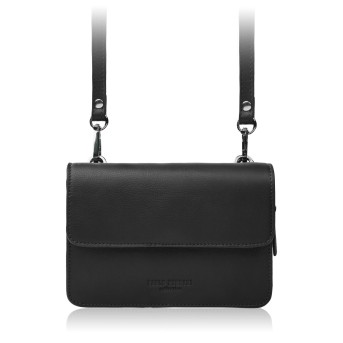 Mała torebka damska skórzana kopertówka na ramię do ręki 2w1 czarna Paolo Peruzzi AY-21-BL