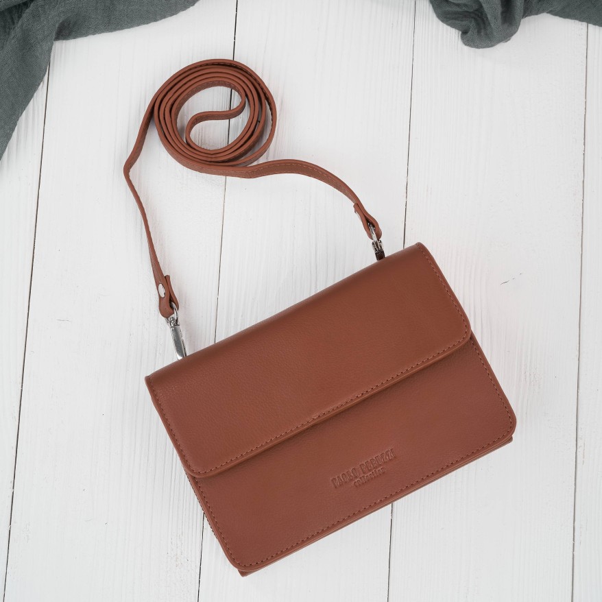 Mała skórzana torebka damska 2w1 koniakowa| Elegancka kopertówka i torebka na ramię – AY-21-CG