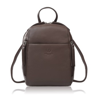 Plecak damski skórzany miejski mały brązowy elegancki AY-26-BR