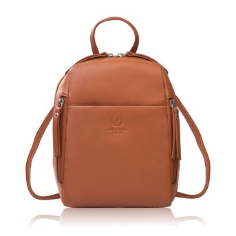 Plecak damski skórzany miejski mały koniakowy elegancki AY-26-CG