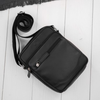 Saszetka męska skórzana na ramię listonoszka czarna Paolo Peruzzi AY-30-BL miejska