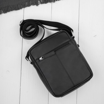 Saszetka męska skórzana na ramię listonoszka czarna Paolo Peruzzi AY-30-BL miejska