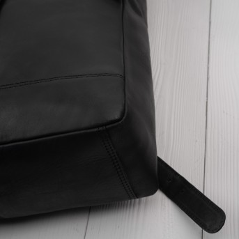 Plecak Roll Top Skórzany Vintage na Laptopa Czarny Unisex AY-32-BL | Miejski Styl