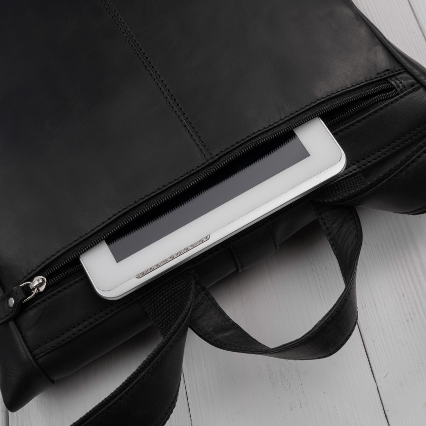 Plecak Roll Top Skórzany Vintage na Laptopa Czarny Unisex AY-32-BL | Miejski Styl