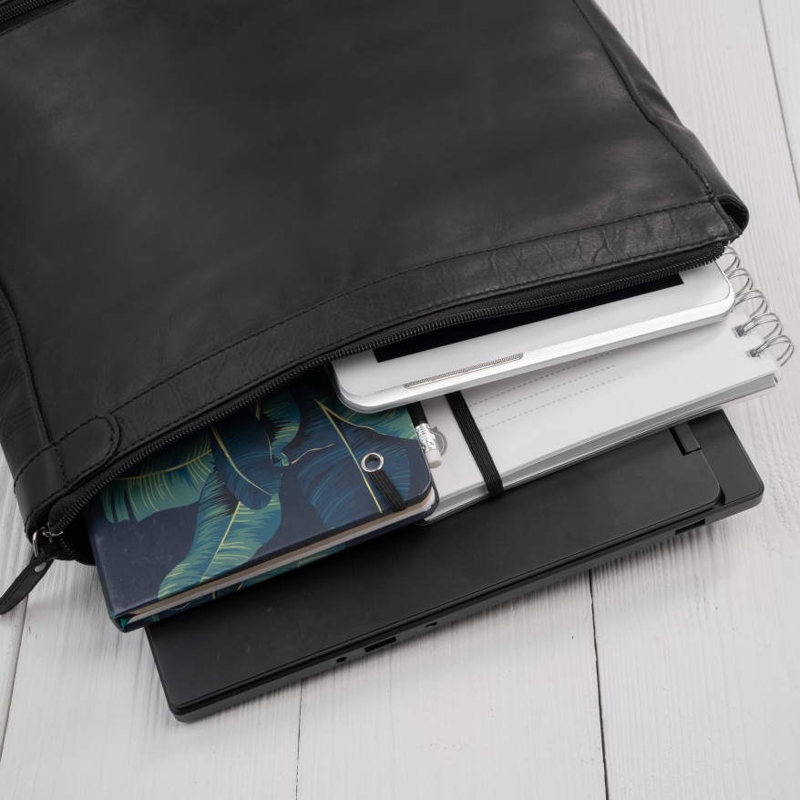 Plecak Roll Top Skórzany Vintage na Laptopa Czarny Unisex AY-32-BL | Miejski Styl