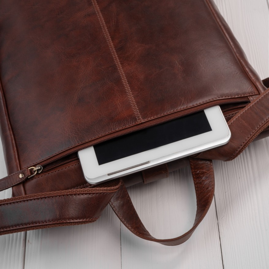 Plecak Roll Top Skórzany Vintage na Laptopa Koniakowy Unisex AY-32-CG | Miejski Styl