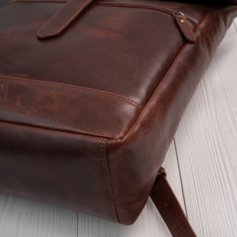 Plecak Roll Top Skórzany Vintage na Laptopa Koniakowy Unisex AY-32-CG | Miejski Styl