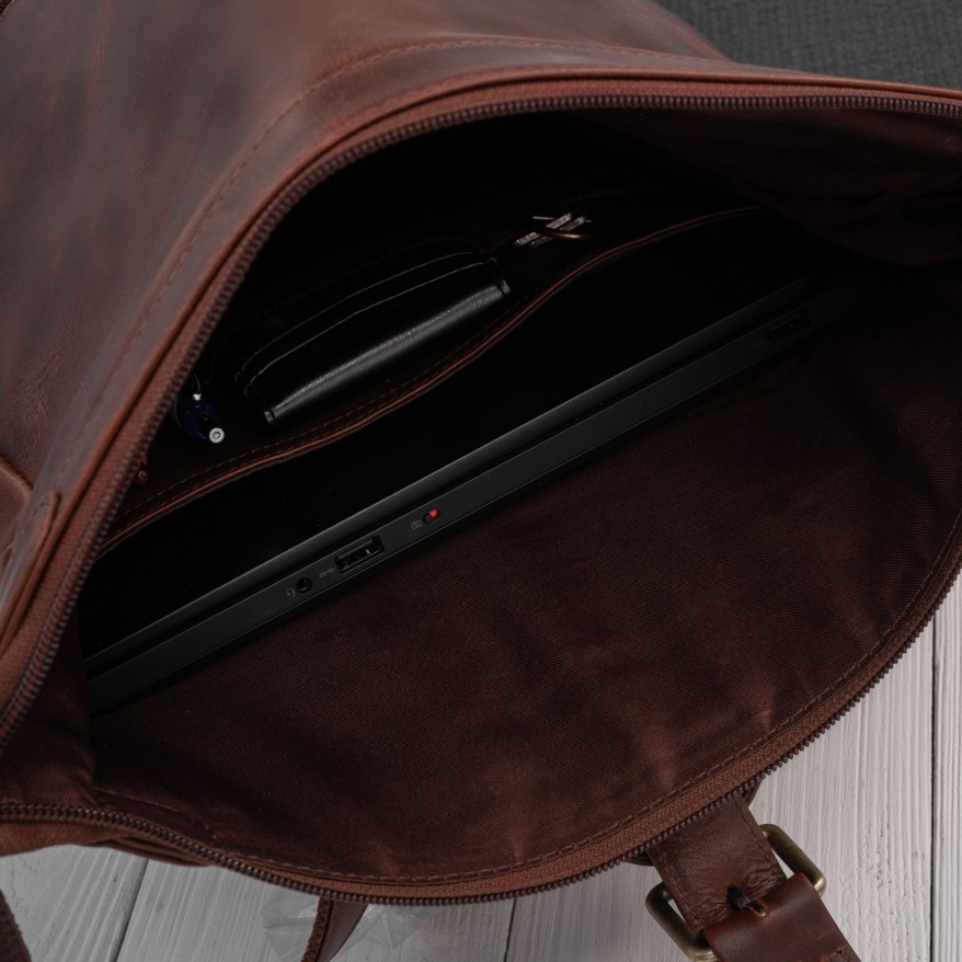 Plecak Roll Top Skórzany Vintage na Laptopa Koniakowy Unisex AY-32-CG | Miejski Styl