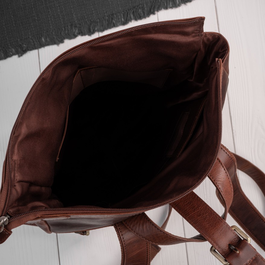 Plecak Roll Top Skórzany Vintage na Laptopa Koniakowy Unisex AY-32-CG | Miejski Styl