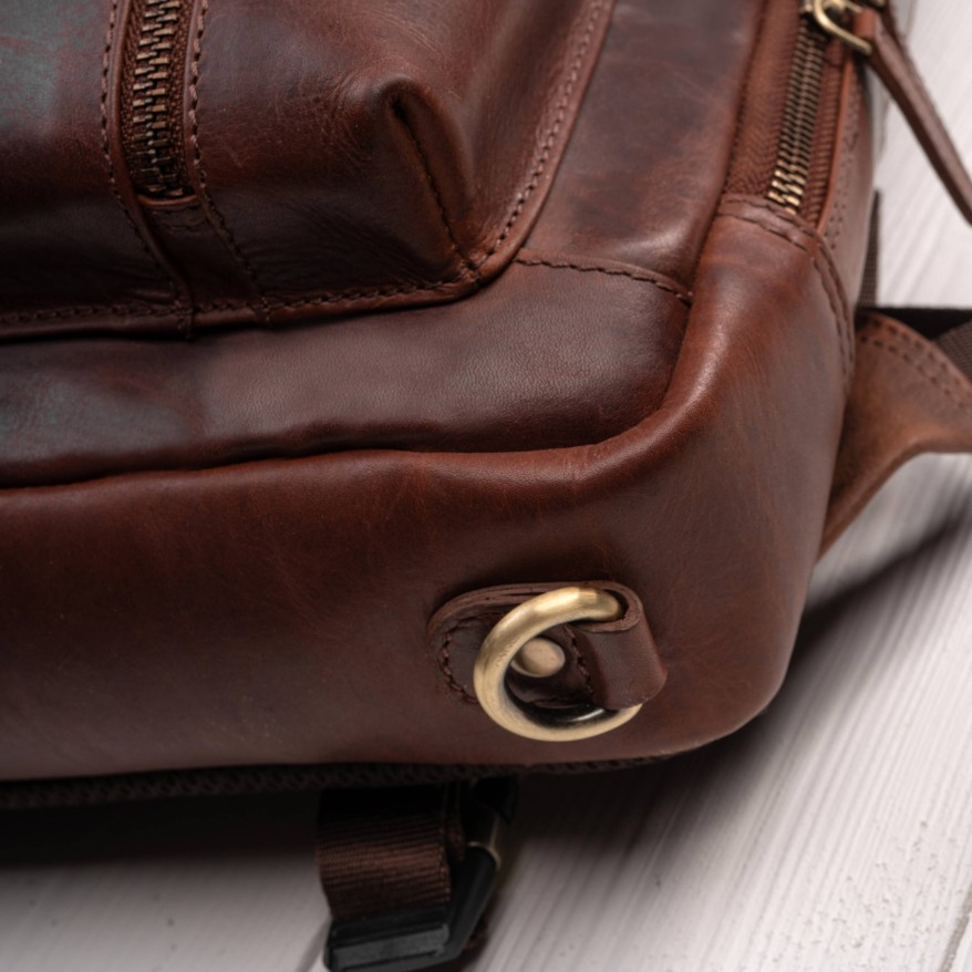 Plecak skórzany miejski do pracy premium na laptopa koniakowy Paolo Peruzzi AY-31-CG