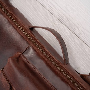 Plecak skórzany miejski do pracy premium na laptopa koniakowy Paolo Peruzzi