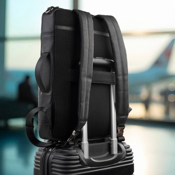 Plecak skórzany miejski do pracy premium na laptopa 2 w 1 czarny unisex AY-31-BL