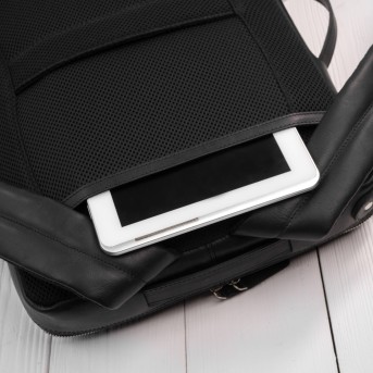 Plecak skórzany miejski do pracy premium na laptopa 2 w 1 czarny unisex AY-31-BL