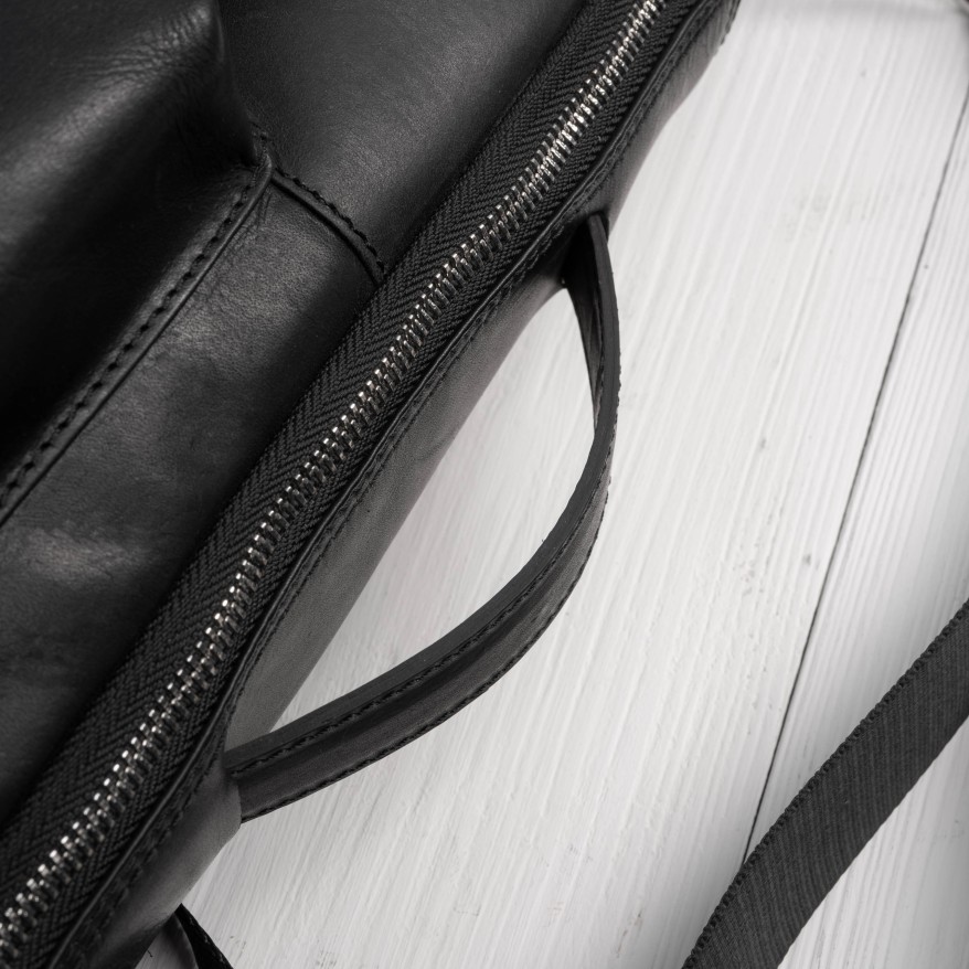 Plecak skórzany miejski do pracy premium na laptopa 2 w 1 czarny unisex AY-31-BL