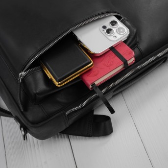 Plecak skórzany miejski do pracy premium na laptopa czarny Paolo Peruzzi AY-31-BL