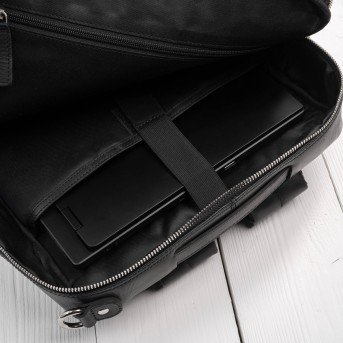 Plecak skórzany miejski do pracy premium na laptopa 2 w 1 czarny unisex AY-31-BL