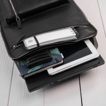 Plecak skórzany miejski do pracy premium na laptopa czarny Paolo Peruzzi AY-31-BL