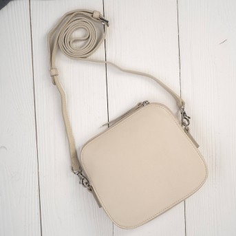 Torebka damska mała skórzana kopertówka beżowa Paolo Peruzzi