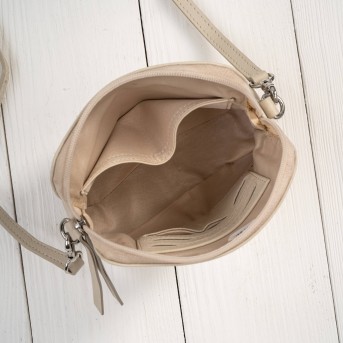 Mała torebka damska skórzana kopertówka beżowa Paolo Peruzzi