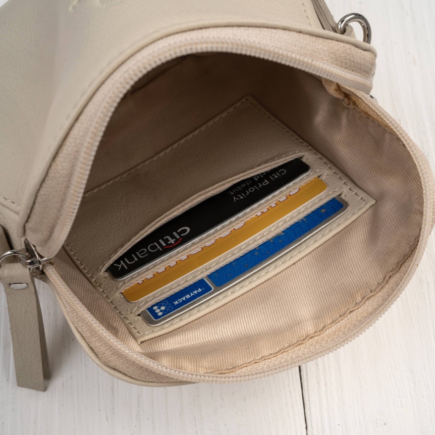 Mała torebka damska skórzana kopertówka beżowa Paolo Peruzzi