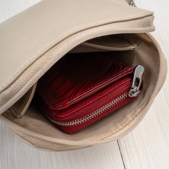 Torebka damska mała skórzana kopertówka beżowa Paolo Peruzzi