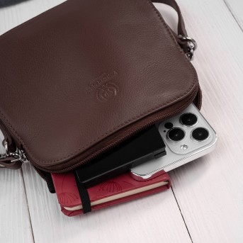 Torebka damska mała skórzana kopertówka na ramię brązowa Paolo Peruzzi