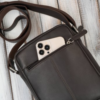 Saszetka męska skórzana na ramię brązowa z wcięciem Paolo Peruzzi AY-30-BRCG