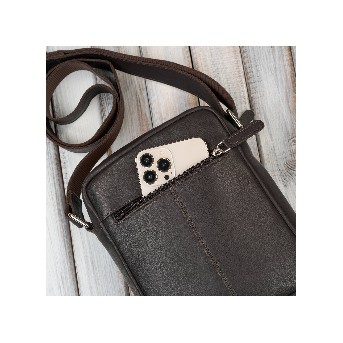 Saszetka męska skórzana na ramię brązowa z wcięciem Paolo Peruzzi AY-30-BRCG