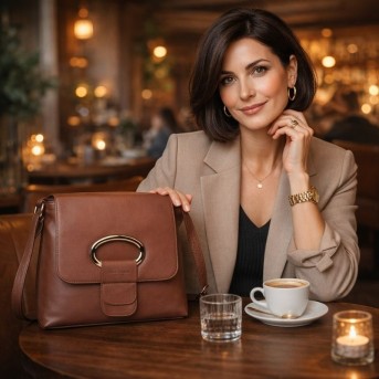 Listonoszka damska ze skóry naturalnej brązowa klasyczna na co dzień AY-19-BR Paolo Peruzzi