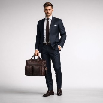 Skórzana torba na laptopa męska na dokumenty brązowa Paolo Peruzzi SL-01-BR