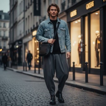 Saszetka męska skórzana na ramię czarna z wcięciem Paolo Peruzzi AY-30-BL