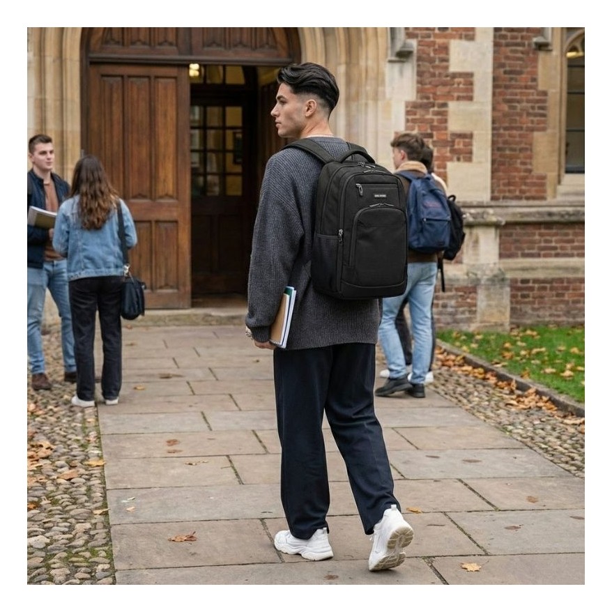 Plecak na laptopa męski wodoodporny usztywniany czarny AS-03-BL Paolo Peruzzi