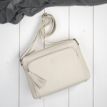 Klasyczna torebka damska na ramię skórzana beżowa Paolo Peruzzi AY-22-BG