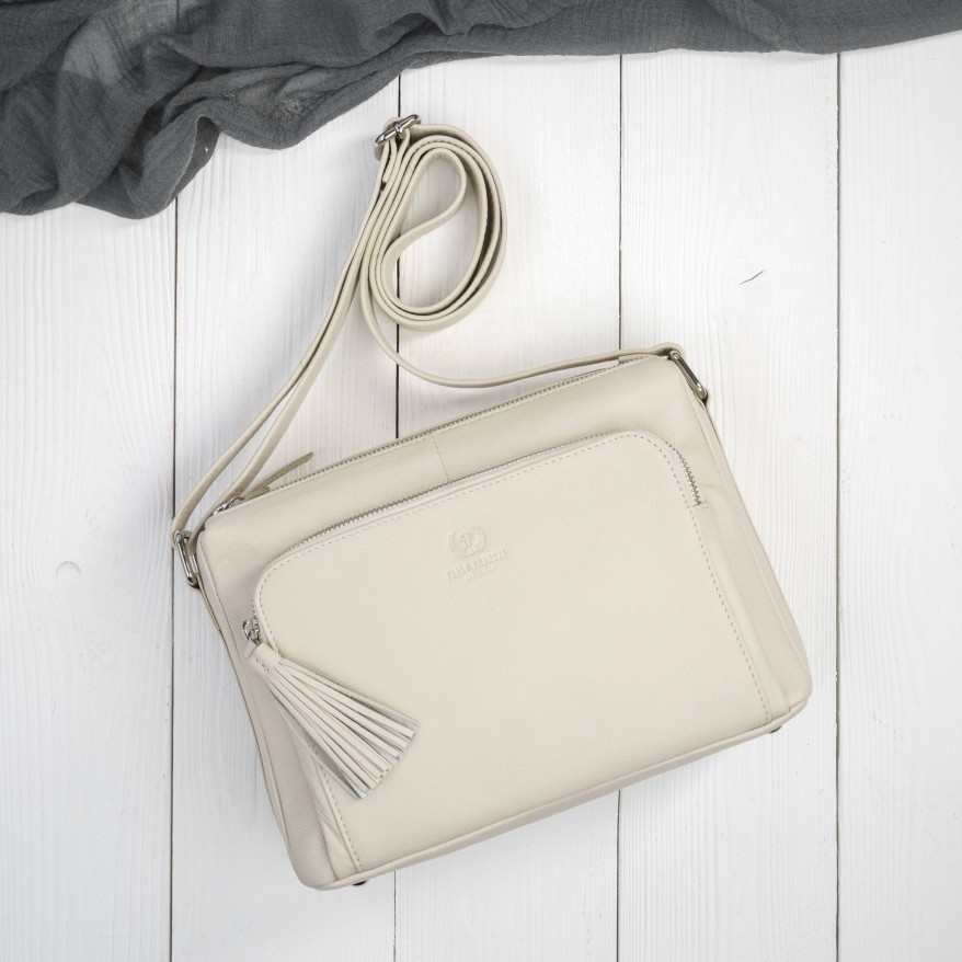 Klasyczna torebka damska na ramię skórzana beżowa Paolo Peruzzi AY-22-BG