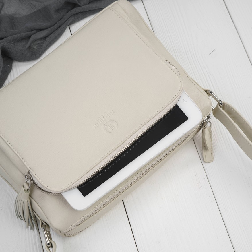 Klasyczna torebka damska na ramię skórzana beżowa Paolo Peruzzi AY-22-BG