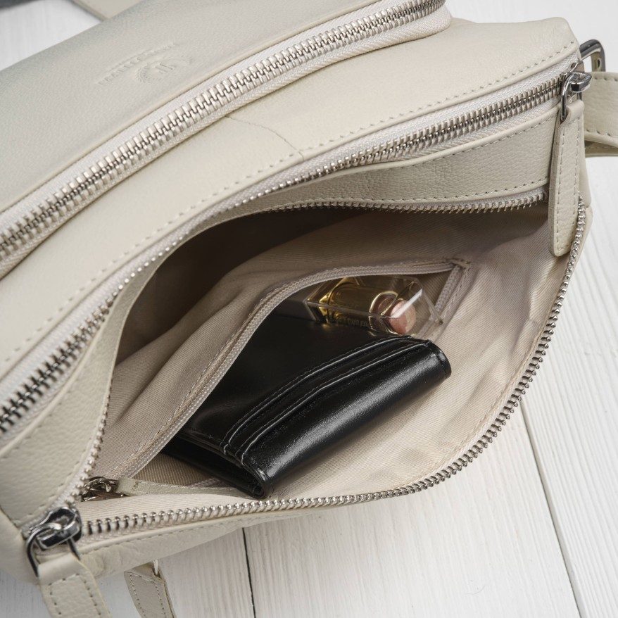 Klasyczna torebka damska na ramię skórzana beżowa Paolo Peruzzi AY-22-BG