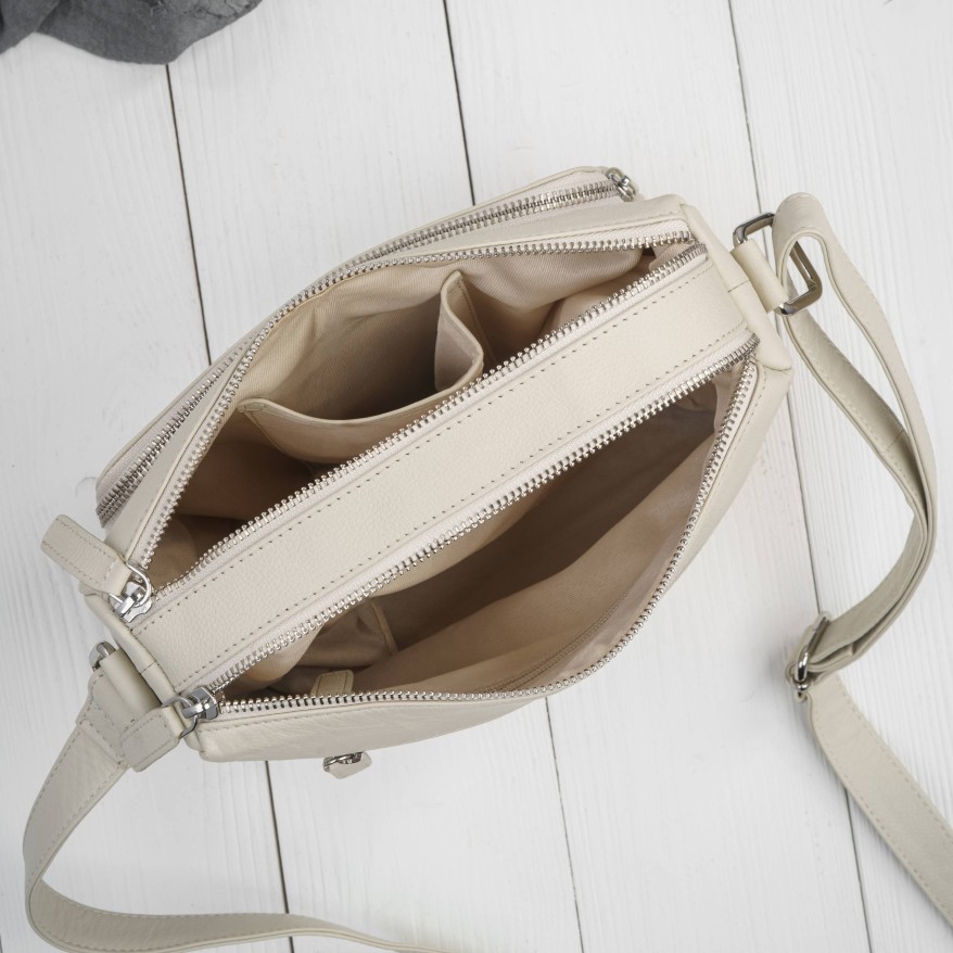 Klasyczna torebka damska na ramię skórzana beżowa Paolo Peruzzi AY-22-BG