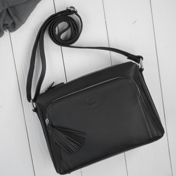 Klasyczna torebka damska na ramię skórzana czarna Paolo Peruzzi AY-22-BLS