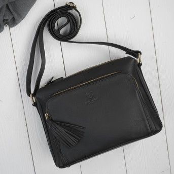 Klasyczna torebka damska na ramię skórzana czarna Paolo Peruzzi AY-22-BLZ