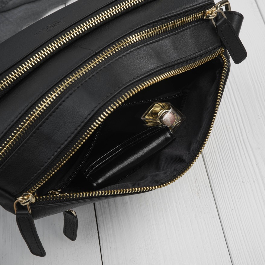 Klasyczna torebka damska na ramię skórzana czarna Paolo Peruzzi AY-22-BLZ