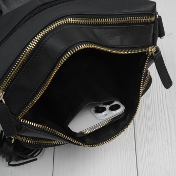 Klasyczna torebka damska na ramię skórzana czarna Paolo Peruzzi AY-22-BLZ