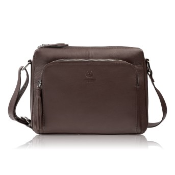 Torebka damska na ramię ze skóry naturalnej brązowa klasyczna miejska pojemna Paolo Peruzzi AY-22-BRS