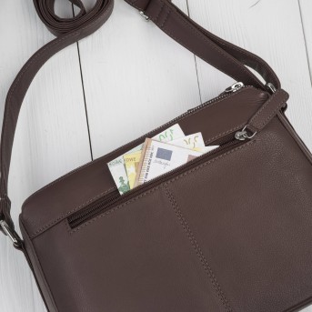 Klasyczna torebka damska na ramię skórzana brązowa Paolo Peruzzi AY-22-BRS