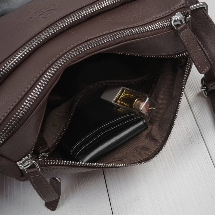 Klasyczna torebka damska na ramię skórzana brązowa Paolo Peruzzi AY-22-BRS