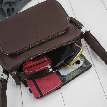 Klasyczna torebka damska na ramię skórzana brązowa Paolo Peruzzi AY-22-BRS